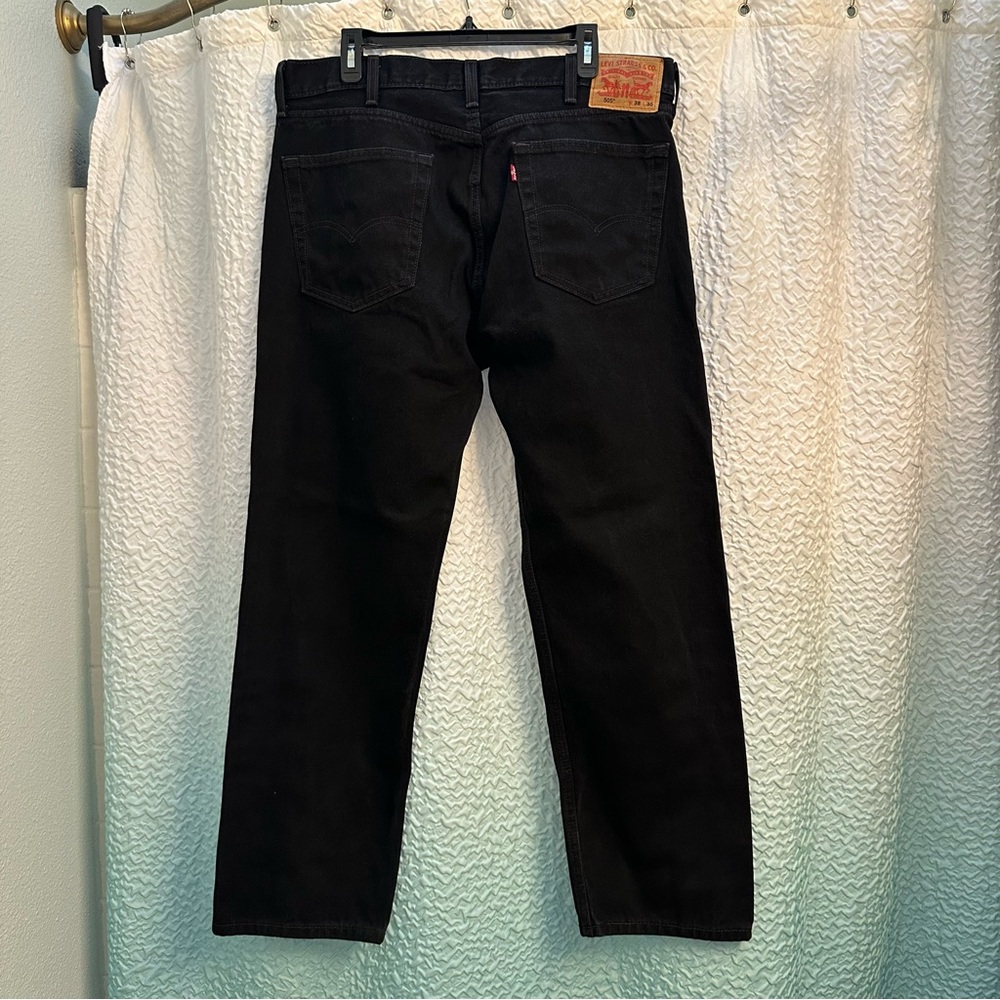 Men’s Levi's 505 Black Straight Jeans Classic Denim - Picture 3 of 8